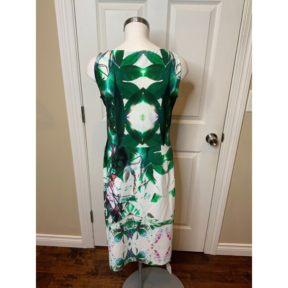 Chiara Boni La Petite Robe Green Abstract Floral Cross-Strap Dress, Size 14 | 50 - Picture 6 of 7